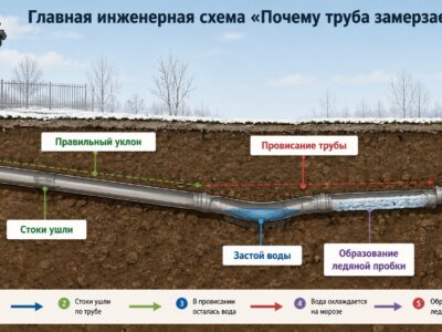 Промерзание канализационной трубы к септику в Ижевске: причины и защита